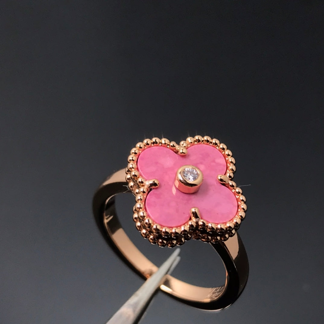 [Mystic Crown]CLOVER RHODONITE ROSE GOLD RING