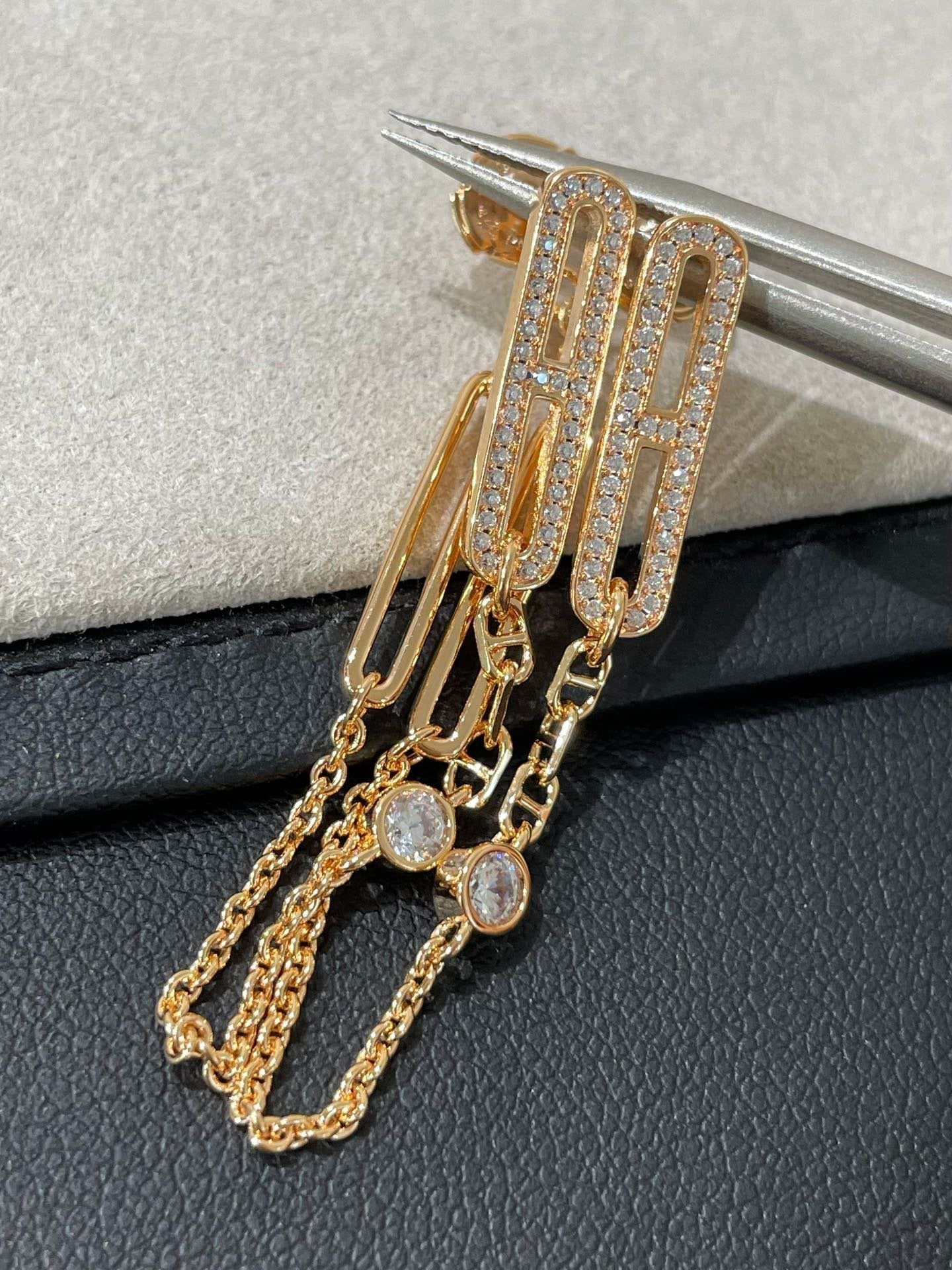 [Mystic Crown]CHAINE CHAOS DIAMOND DROP EARRINGS