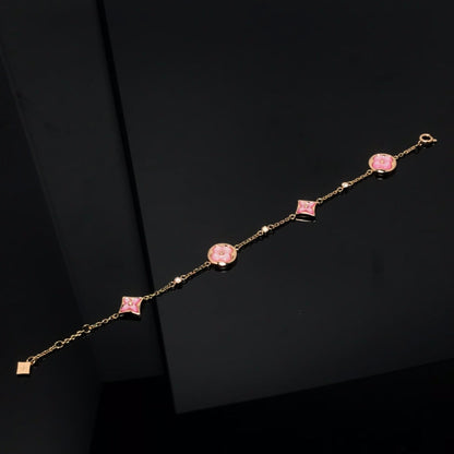 [Mystic Crown]STAR AND SUN 4 MOTIF PINK MOP PINK GOLD BRACELET