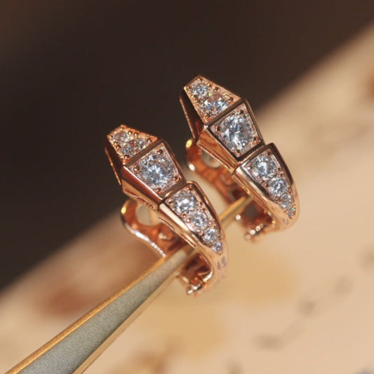 [Mystic Crown]SERPENT PINK GOLD DIAMOND EARRINGS