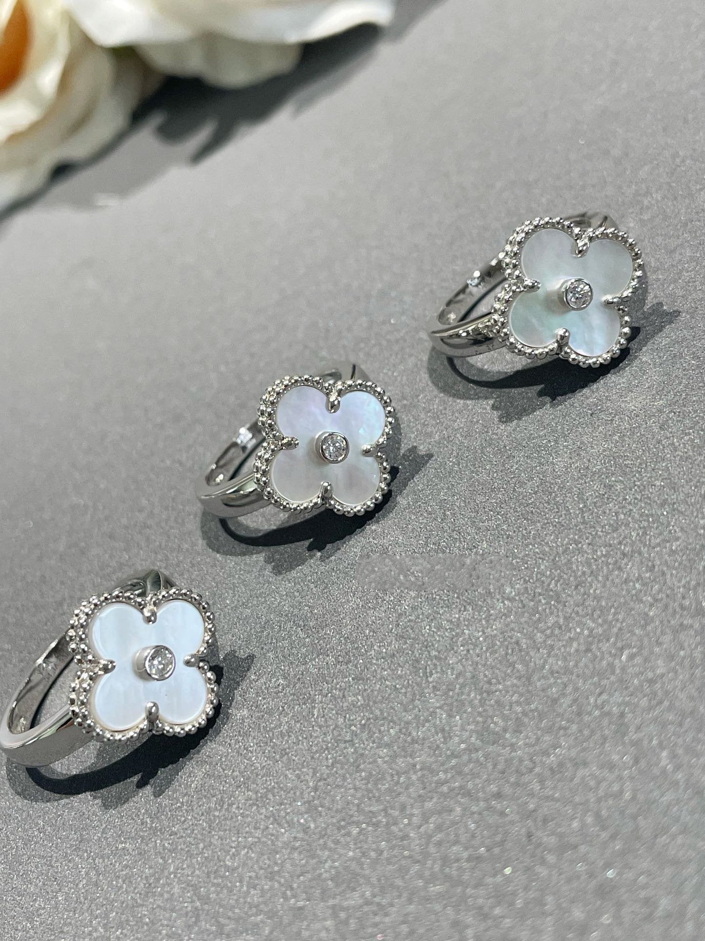 [Mystic Crown]CLOVER SILVER MOP DIAMOND RING