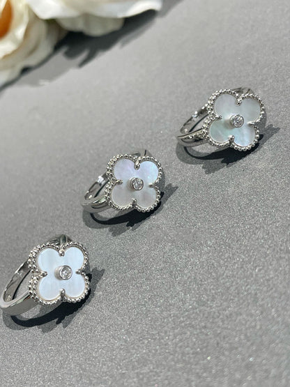 [Mystic Crown]CLOVER SILVER MOP DIAMOND RING