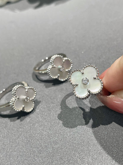 [Mystic Crown]CLOVER SILVER MOP DIAMOND RING