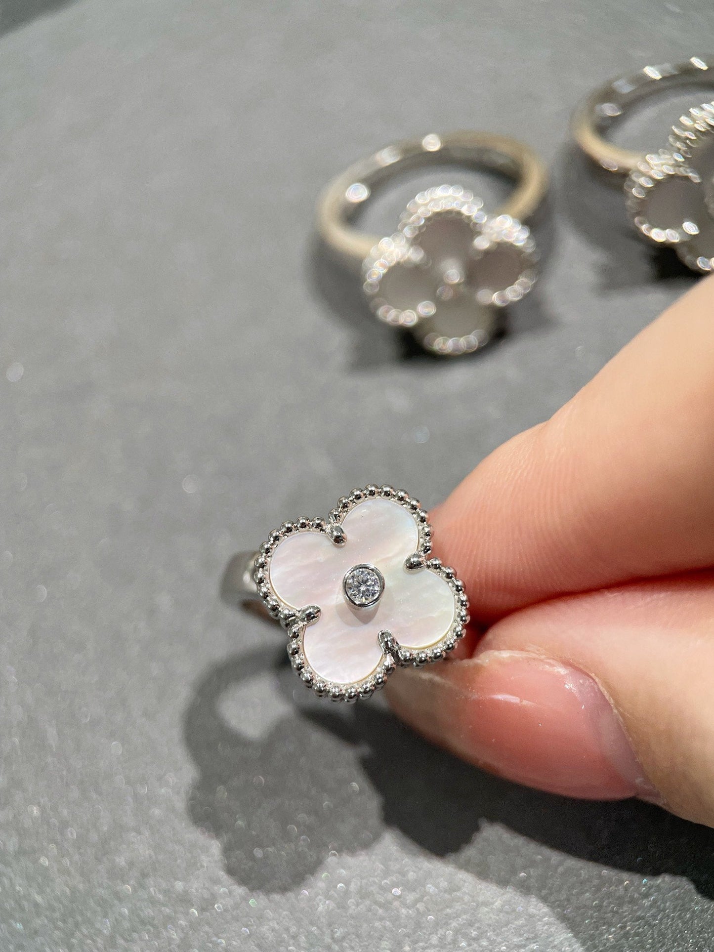 [Mystic Crown]CLOVER SILVER MOP DIAMOND RING