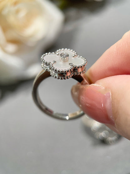 [Mystic Crown]CLOVER SILVER MOP DIAMOND RING