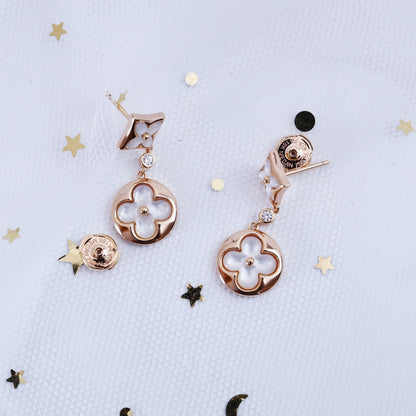 [Mystic Crown]STAR AND SUN PINK GOLD MOP DROP EARRINGS