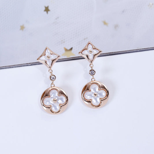 [Mystic Crown]STAR AND SUN PINK GOLD MOP DROP EARRINGS