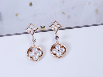[Mystic Crown]STAR AND SUN PINK GOLD MOP DROP EARRINGS