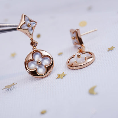 [Mystic Crown]STAR AND SUN PINK GOLD MOP DROP EARRINGS