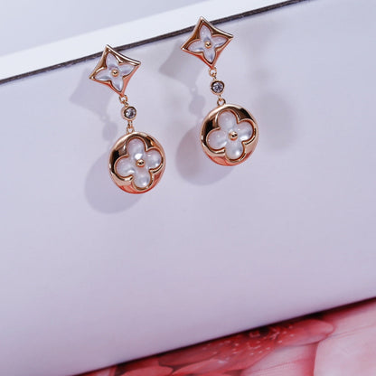 [Mystic Crown]STAR AND SUN PINK GOLD MOP DROP EARRINGS
