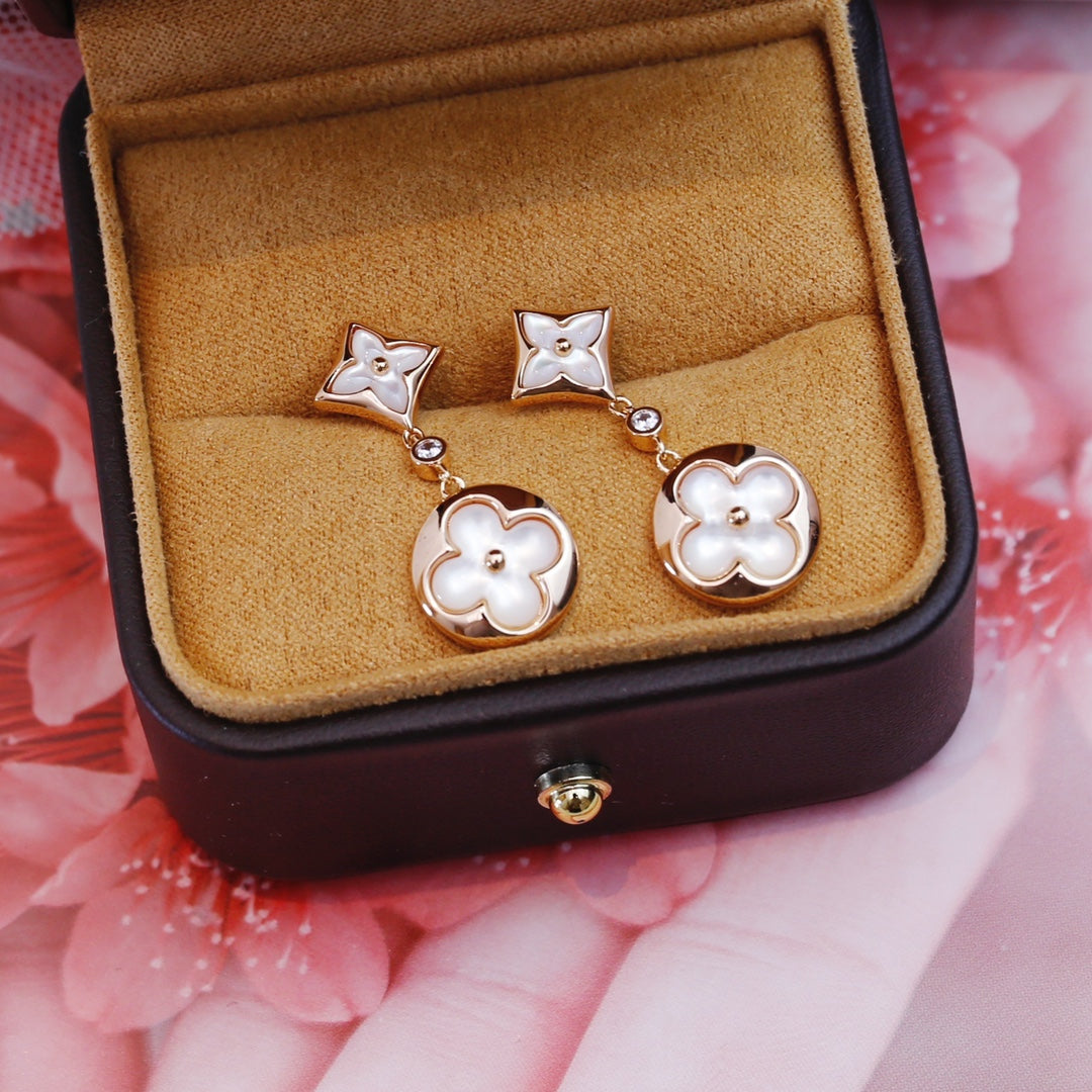 [Mystic Crown]STAR AND SUN PINK GOLD MOP DROP EARRINGS