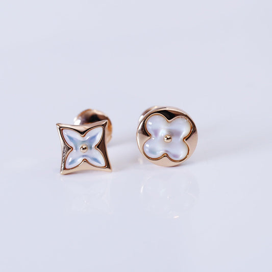 [Mystic Crown]STAR AND SUN PINK GOLD MOP STUD EARRINGS