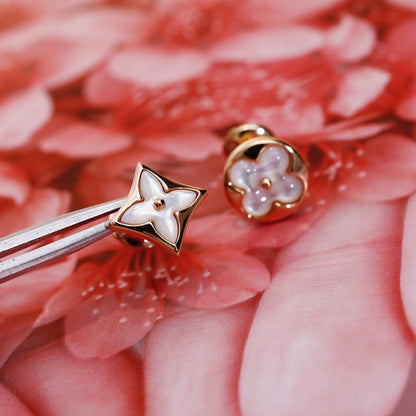 [Mystic Crown]STAR AND SUN PINK GOLD MOP STUD EARRINGS