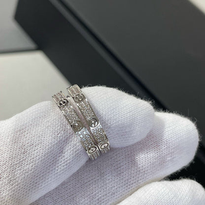 [Mystic Crown]LOVE DIAMOND SILVER HOOP EARRINGS
