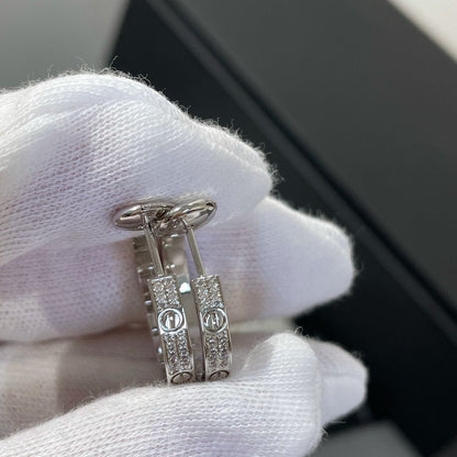 [Mystic Crown]LOVE DIAMOND SILVER HOOP EARRINGS