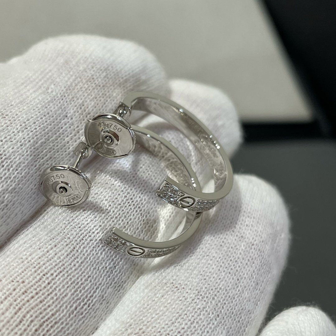 [Mystic Crown]LOVE DIAMOND SILVER HOOP EARRINGS