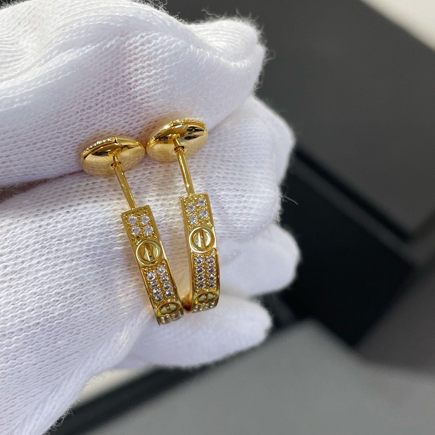 [Mystic Crown]LOVE DIAMOND GOLD HOOP EARRINGS
