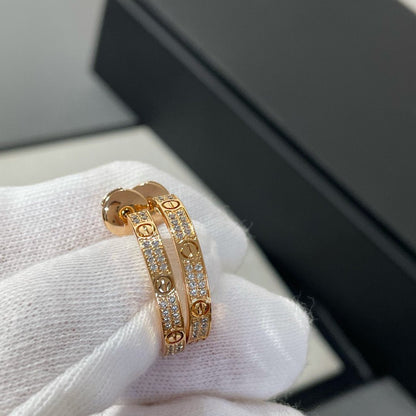 [Mystic Crown]LOVE DIAMOND PINK GOLD HOOP EARRINGS