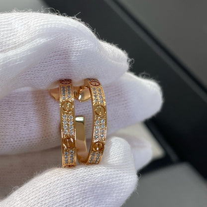 [Mystic Crown]LOVE DIAMOND PINK GOLD HOOP EARRINGS