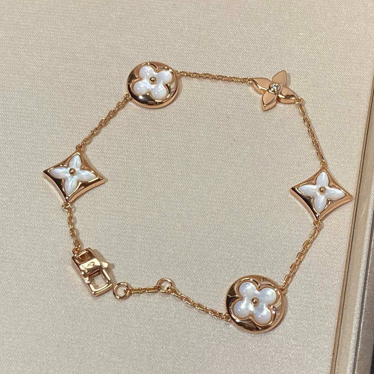 [Mystic Crown]STAR AND SUN 5 MOTIF MOP PINK GOLD BRACELET