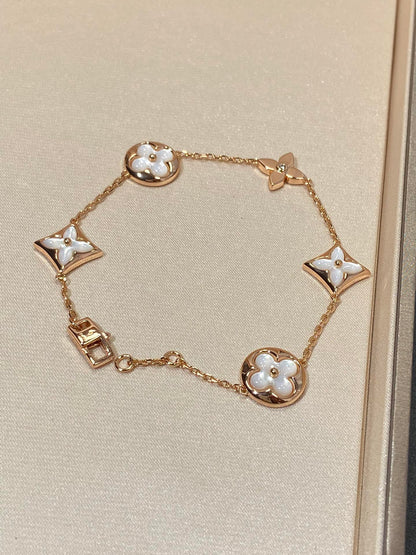 [Mystic Crown]STAR AND SUN 5 MOTIF MOP PINK GOLD BRACELET