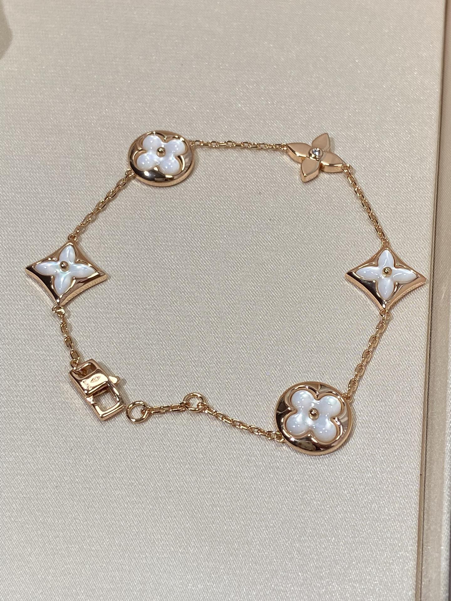 [Mystic Crown]STAR AND SUN 5 MOTIF MOP PINK GOLD BRACELET