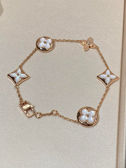 [Mystic Crown]STAR AND SUN 5 MOTIF MOP PINK GOLD BRACELET