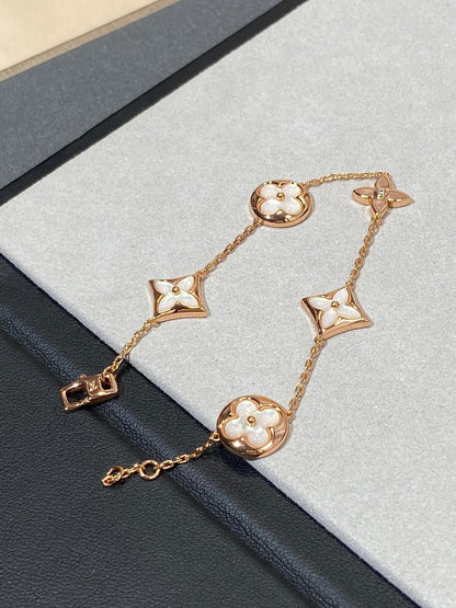 [Mystic Crown]STAR AND SUN 5 MOTIF MOP PINK GOLD BRACELET
