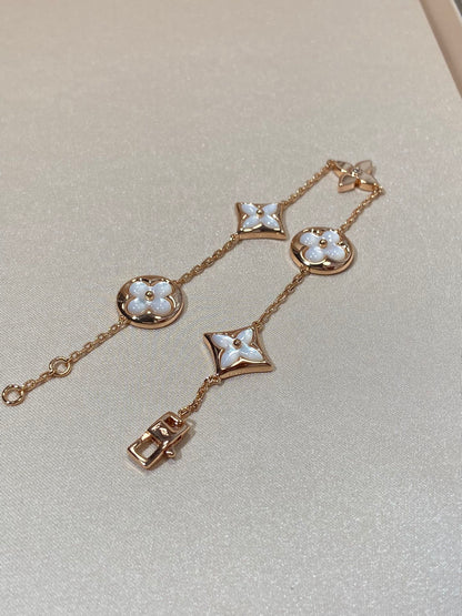 [Mystic Crown]STAR AND SUN 5 MOTIF MOP PINK GOLD BRACELET