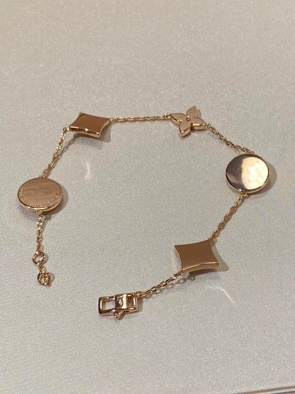 [Mystic Crown]STAR AND SUN 5 MOTIF MOP PINK GOLD BRACELET