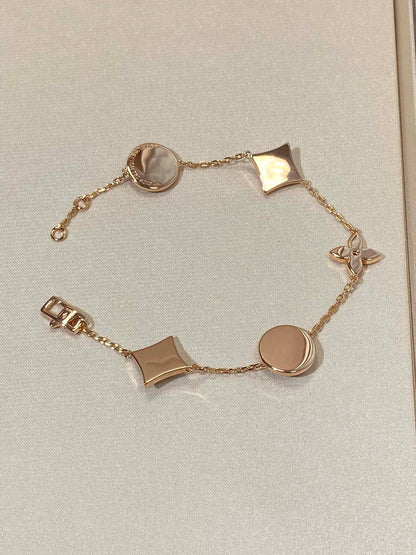 [Mystic Crown]STAR AND SUN 5 MOTIF MOP PINK GOLD BRACELET