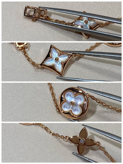 [Mystic Crown]STAR AND SUN 5 MOTIF MOP PINK GOLD BRACELET