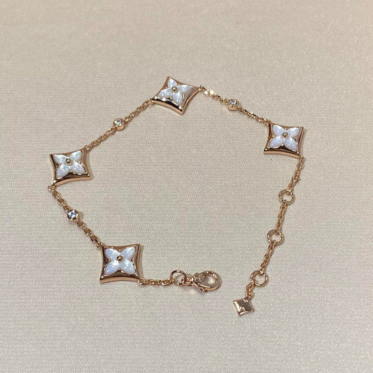 [Mystic Crown]STAR 4 MOTIF MOP DIAMOND PINK GOLD BRACELET