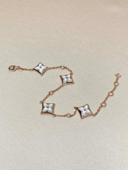 [Mystic Crown]STAR 4 MOTIF MOP DIAMOND PINK GOLD BRACELET