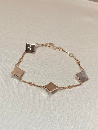 [Mystic Crown]STAR 4 MOTIF MOP DIAMOND PINK GOLD BRACELET