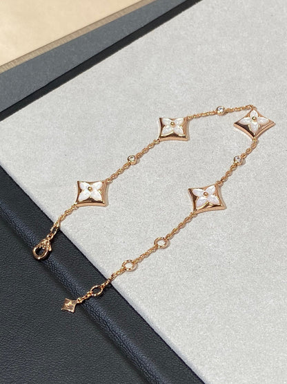 [Mystic Crown]STAR 4 MOTIF MOP DIAMOND PINK GOLD BRACELET