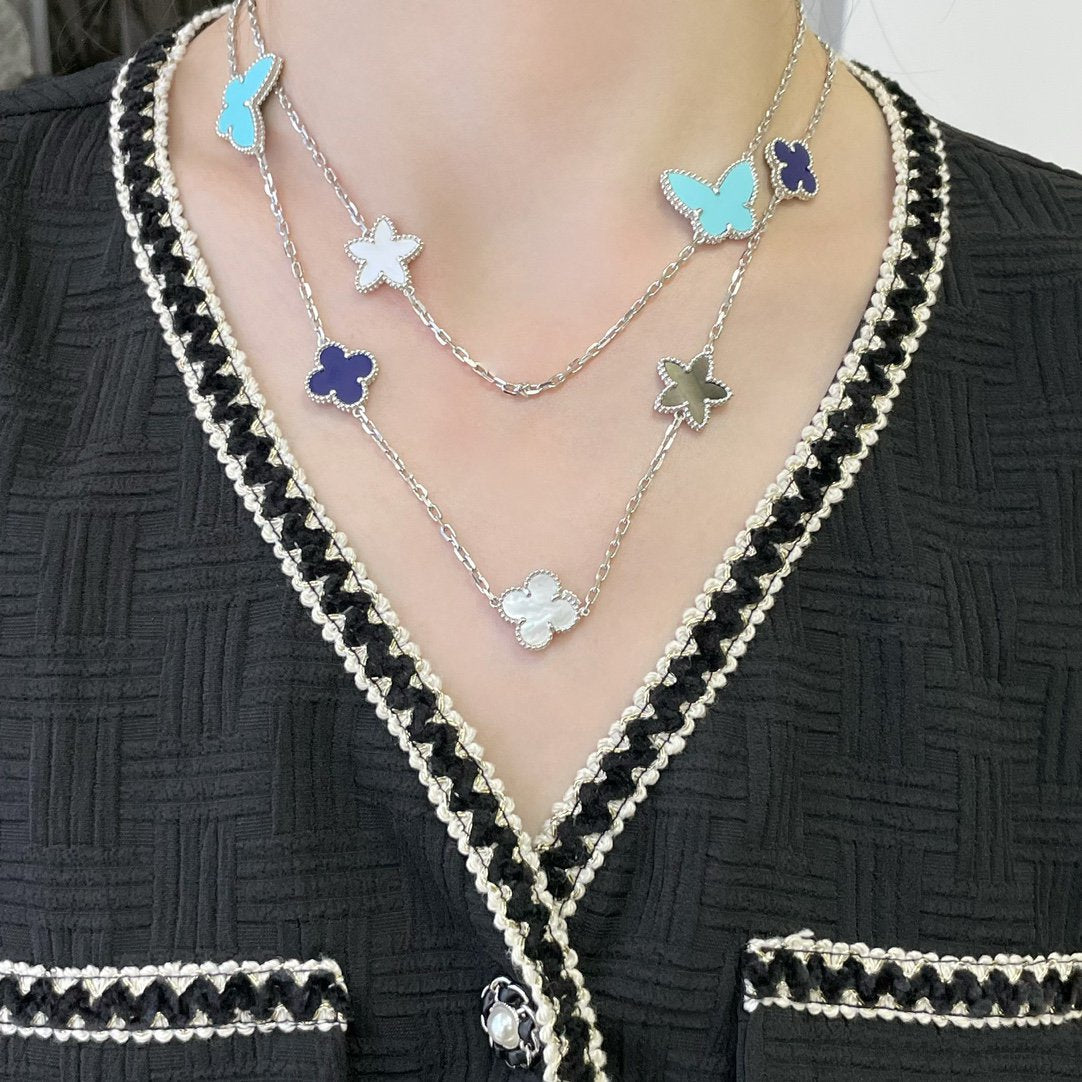 [Mystic Crown]LUCKY CLOVER SILVER 11 MOTIF NECKLACE