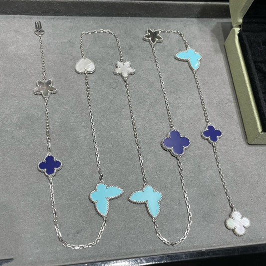 [Mystic Crown]LUCKY CLOVER SILVER 11 MOTIF NECKLACE