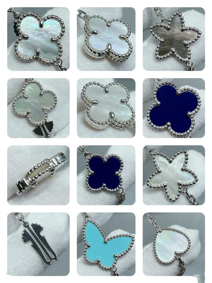 [Mystic Crown]LUCKY CLOVER SILVER 11 MOTIF NECKLACE