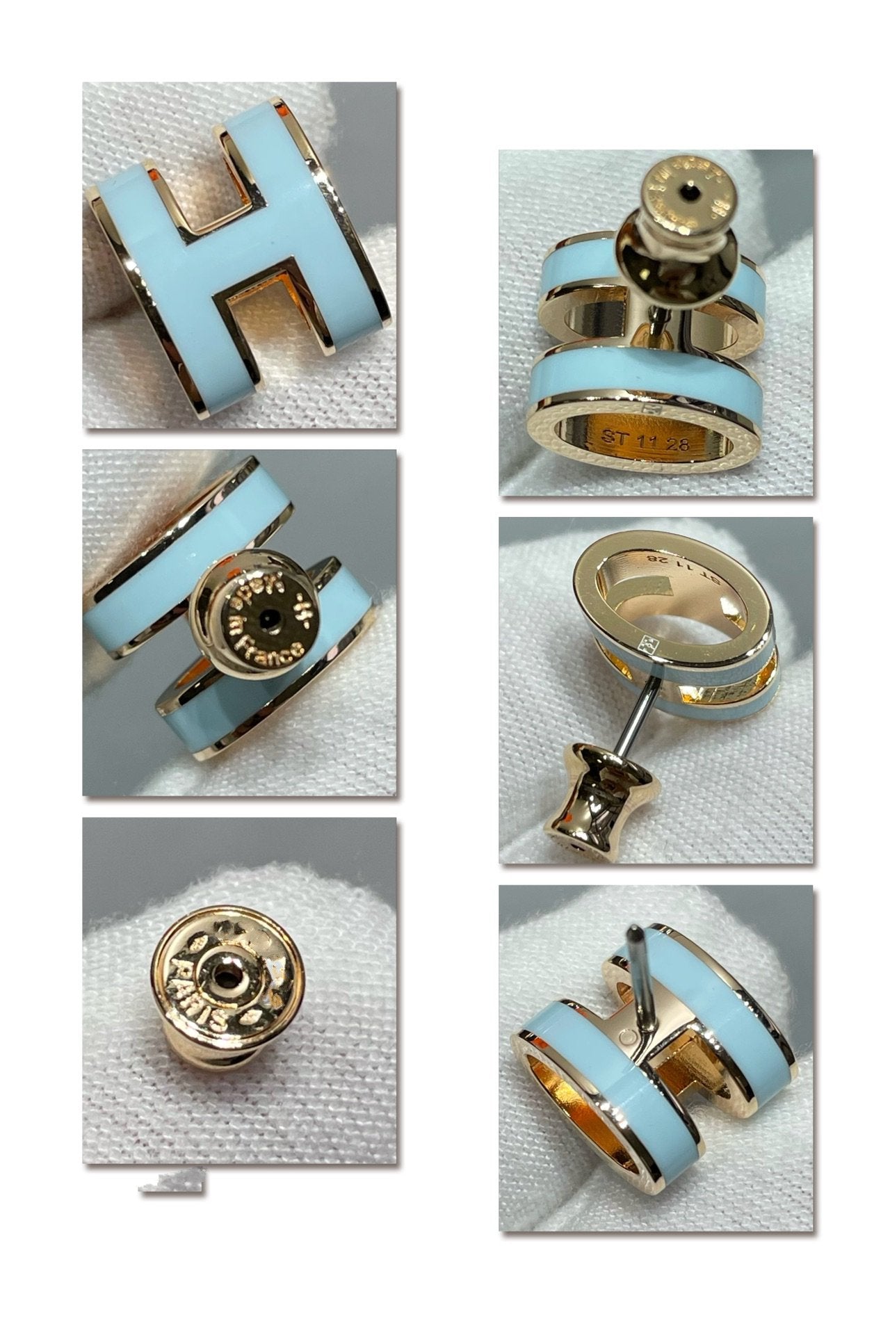 [Mystic Crown]POP H SKY BLUE STUD EARRINGS