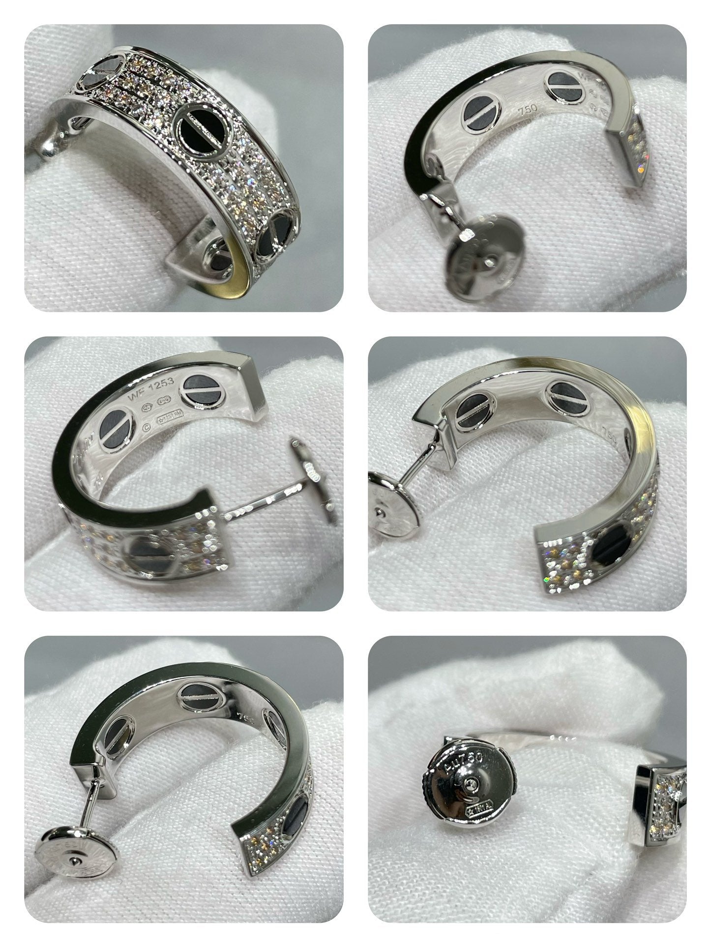 [Mystic Crown]LOVE CERAMIC DIAMOND PAVED SILVER EARRINGS