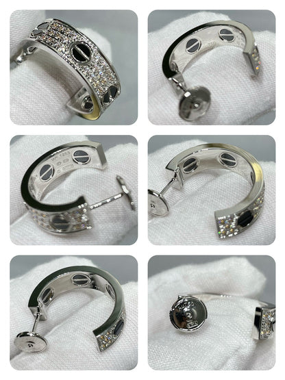 [Mystic Crown]LOVE CERAMIC DIAMOND PAVED SILVER EARRINGS