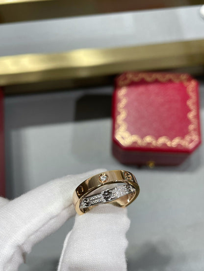 [Mystic Crown]LOVE PINK GOLD SILVER DIAMOND DOUBLE RING