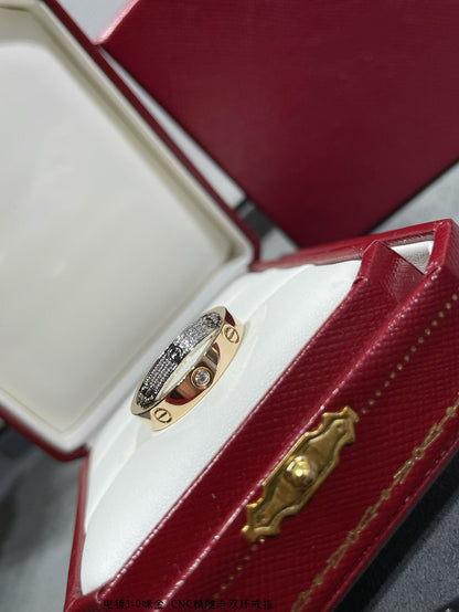 [Mystic Crown]LOVE PINK GOLD SILVER DIAMOND DOUBLE RING