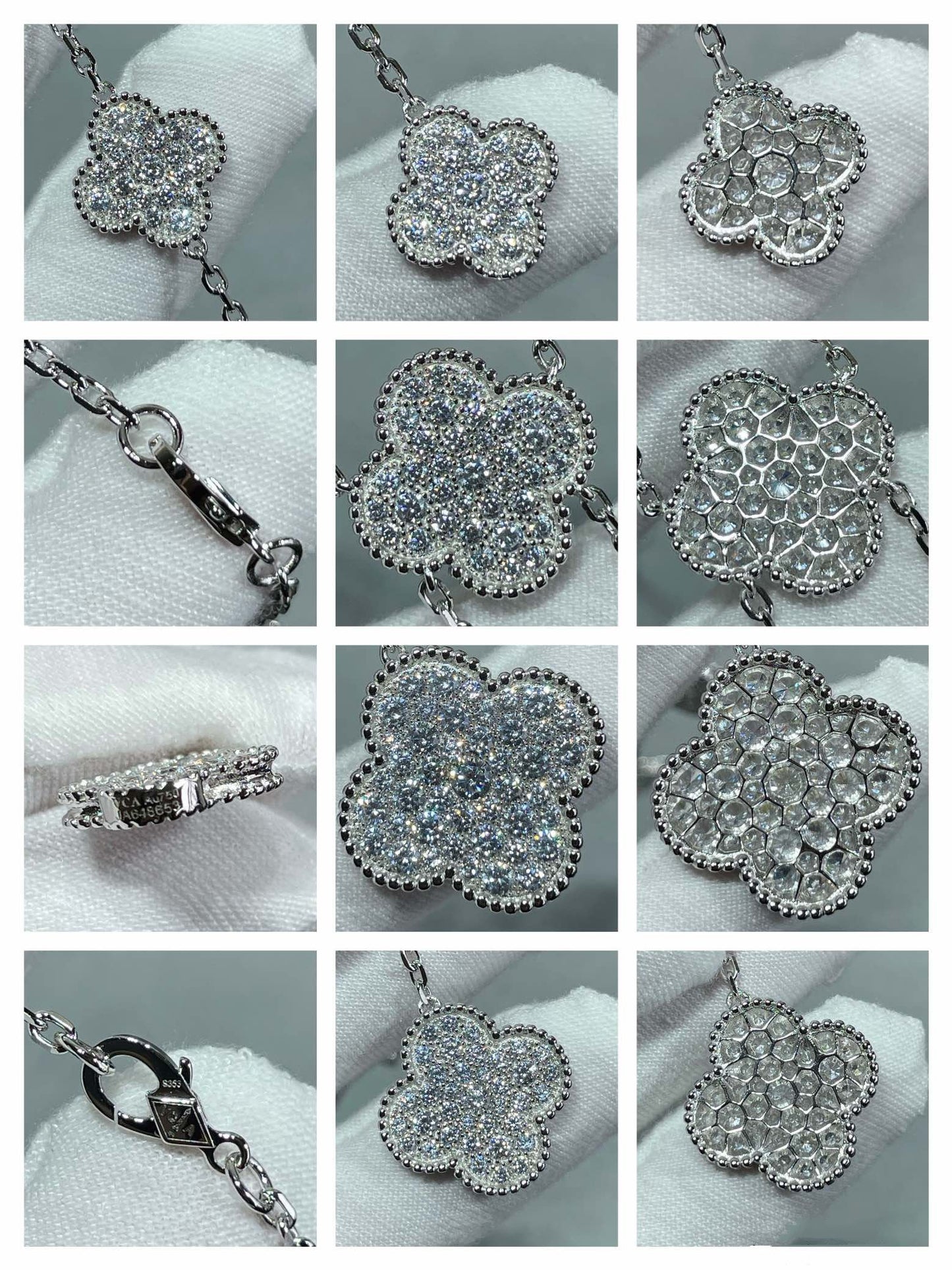 [Mystic Crown]CLOVER 6 MOTIF DIAMOND PAVED NECKLACE