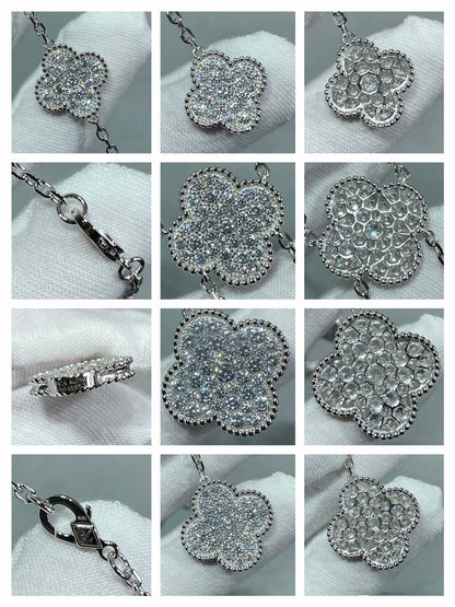 [Mystic Crown]CLOVER 6 MOTIF DIAMOND PAVED NECKLACE