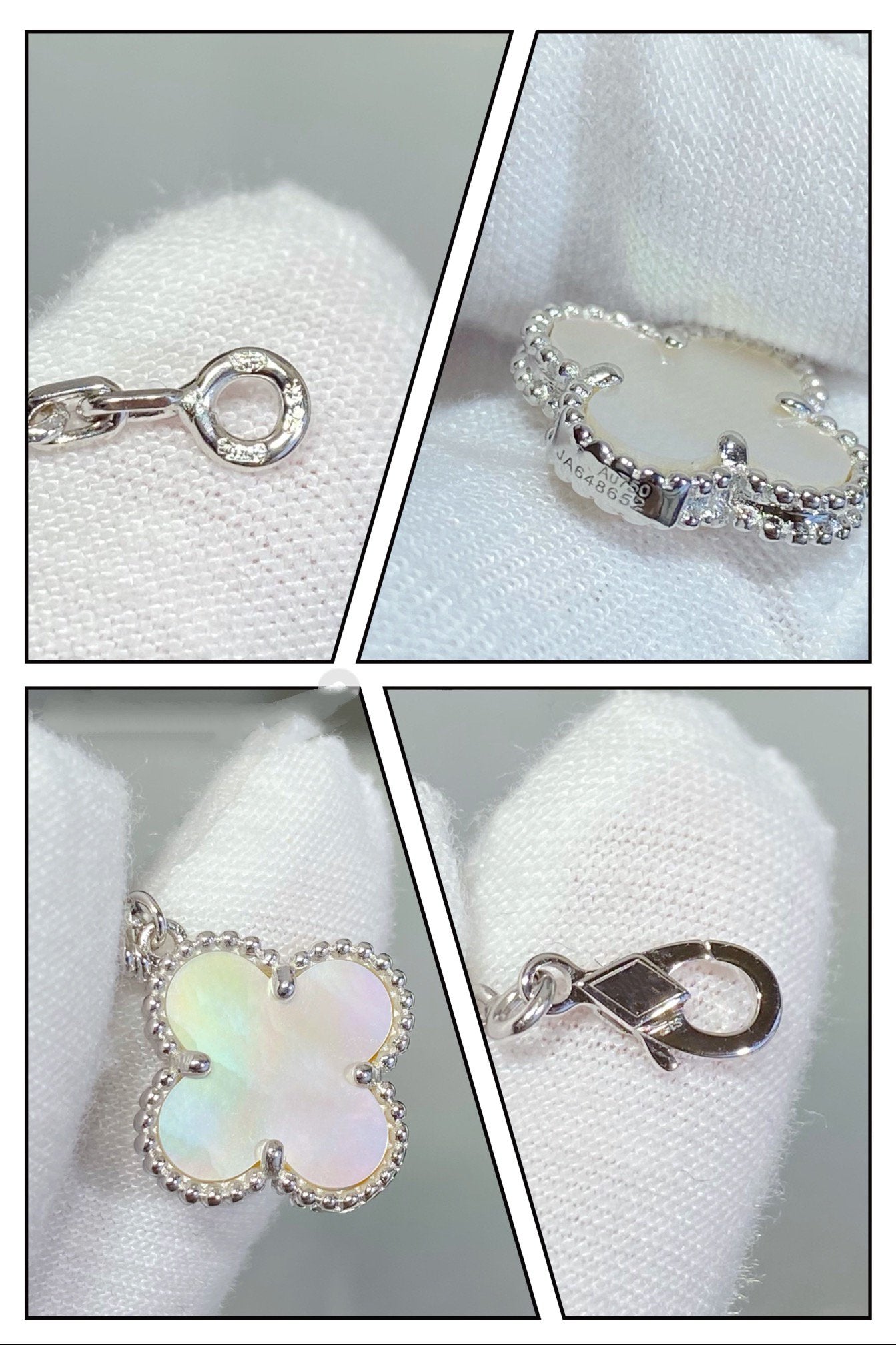 [Mystic Crown]CLOVER 5 MOTIF WHITE MOP SILVER BRACELET