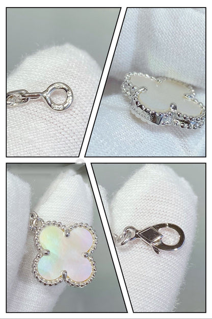 [Mystic Crown]CLOVER 5 MOTIF WHITE MOP SILVER BRACELET