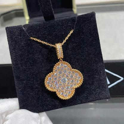 [Mystic Crown]CLOVER 25MM LARGE PEDANT DIAMOND PAVED LONG NECKLACE