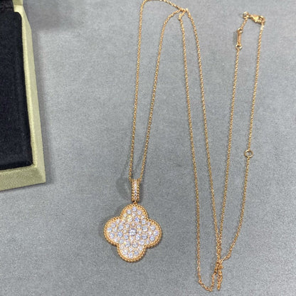 [Mystic Crown]CLOVER 25MM LARGE PEDANT DIAMOND PAVED LONG NECKLACE